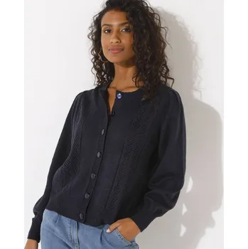 Dámský svetr Ažurový svetr na knoflíky nám. modrá 34/36