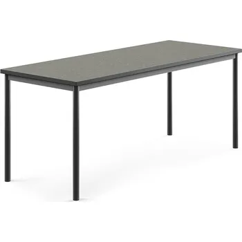 Jídelní stůl Stůl SONITUS, 1800x700x720 mm, antracitově šedé nohy, deska s linoleem, tmavě šedá