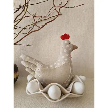 Velikonoční dekorace Slepička v košíku 01