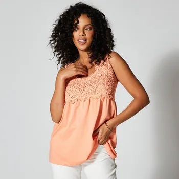 Dámská móda Tunikový top s macramé meruňková 46/48