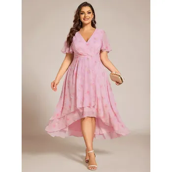 Dámské šaty Ever Pretty dámské šaty květy 02084-5 růžová 5XL