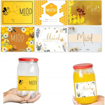 Sklenice 10X Etykiety do miodu samolepky na MIÓD SKLENICE s medem