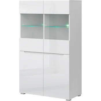 Knihovna Vitrína 2d2w bílý lesk Yolk