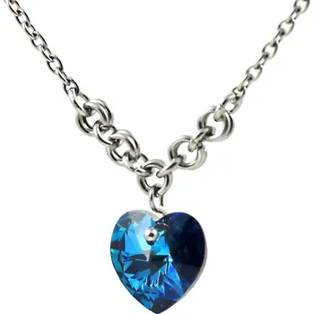 Náhrdelník Náhrdelník Swarovski srdce Bermuda Blue v kroužcích