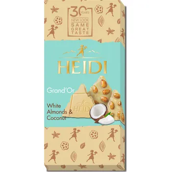 Čokoláda Bílá čokoláda s mandlemi a kokosem, 100g, Heidi