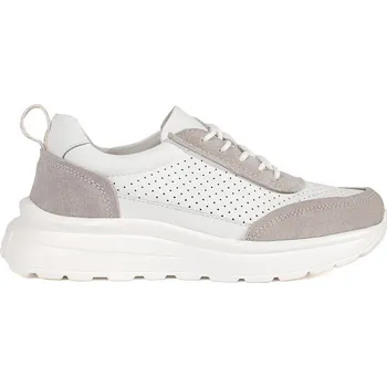 Dámské tenisky Kožené bílo-šedé dírkované sportovní boty na hrubé podrážce GD-SW-4003W/G Velikost: 37