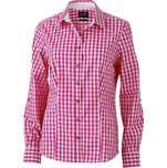 James & Nicholson Halenka JN 637, kostkovaná v tradičním vzhledu, dlouhý rukáv, dámská COT02063787401-purple/whit S Purpurová/bílá