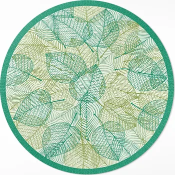Koberec Vinylový Kulatý Koberec Rozměr ⌀ 140 cm Kompozice z lineárních přírodních listů