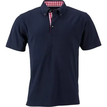 James & Nicholson Polokošile JN 716 v krojovém vzhledu, pánská, krátký rukáv COT020716r0804-navy/red wh XL Navy/červená/bílá