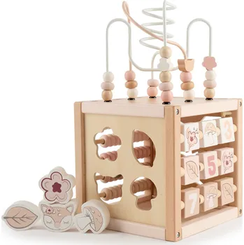 Dřevěná hračka Bieco - Motorická kostka s labyrintem - koloušek Ella