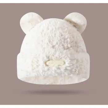 Čepice Flamenco Mystique Zimní čepice s ušima medvěda, s nášivkou, bílá CZ32WZ2
