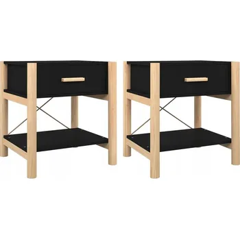 Noční stolek Noční stolky z dřevěných kompozitů černé barvy, 42x38x45 cm