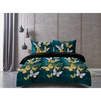 Povlečení Povlečení z mikrovlákna ZLATÝ A BÍLÝ MOTÝL černé Rozměr povlečení: 70 x 80 cm | 140 x 200 cm