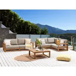 Zahradní rohová sestava světlá hnědá certifikovaná akátové dřevo šedé polštáře 4místná s konferenčním stolkem moderní design Beliani