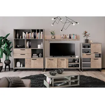 Obývací stěna Obývací sestava 3.5 m šedá / dub pískový Bari