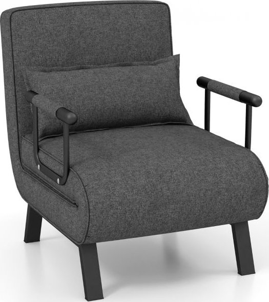 Costway Rozkládací křeslo na spaní, polohovatelné, šedé HV10417GR