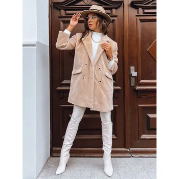 Dámský kabát Světle béžový hebký kabát SERENITY TY3886 Velikost: M