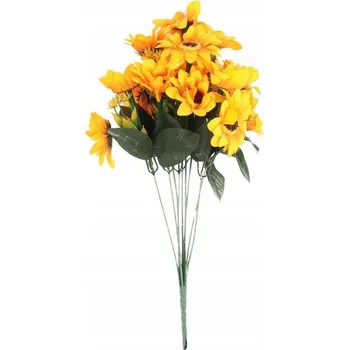 umělá květina KYTICE 18 SLUNEČNIC S DOPLŇKY 42 CM ŽLUTÁ UMĚLÉ KVĚTY DEKORACE