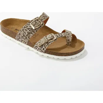 Dámské pantofle Žabkové pantofle s leopardím vzorem metalická béžová 37