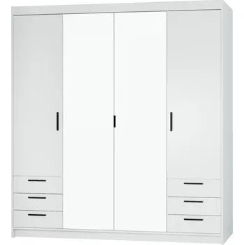 Šatní skříň Skříň Enja 4D6S se zrcadlem bílá