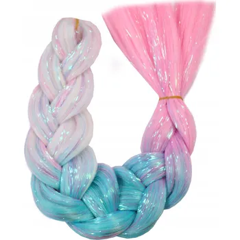 Příčesek Syntetické vlasy na copánky OMBRE ROVNÉ s brokátovými pastelovými OMBRE barevnými efekty