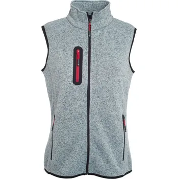 Pracovní oblečení James & Nicholson Vesta JN 773 se stojáčkem, pletená fleecová, dámská COT020773o2402-light grey M Melír šedá světlá/červená
