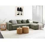Manšestrová levostranná rohová pohovka zelená moderní nábytek dekorativní polštáře Beliani