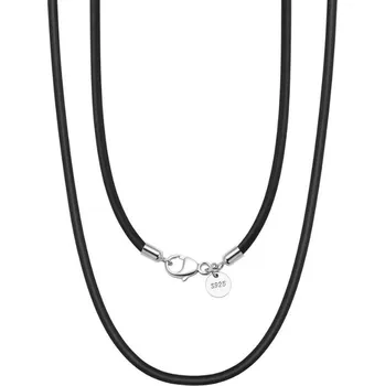 Řetízek Majya Kožená černá šňůrka BRUNO 60 cm | šířka 2 mm Ag/; ≤2,12 g 11570