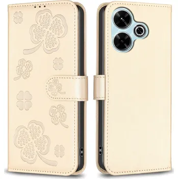 Pouzdro na mobilní telefon Clover knížkové pouzdro na Xiaomi Redmi 13 4G/Poco M6 4G - zlaté
