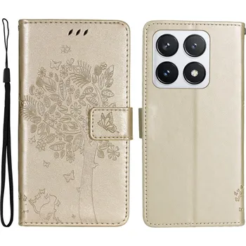 Pouzdro na mobilní telefon Trees knížkové pouzdro na Xiaomi 14T Pro - zlaté