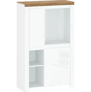 Knihovna Regál nízký 2d bílý lesk / dub wotan Vigo