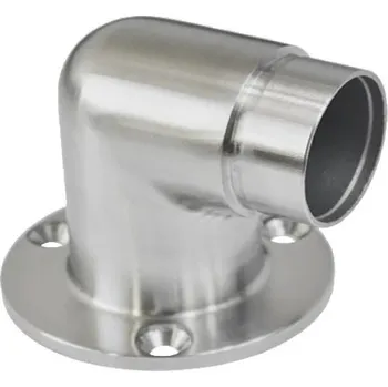 Nerezová rohová spojka s uchycením na zeď pro trubku 42,4mm, AISI304, brus