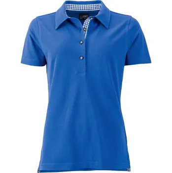 Pánské tričko James & Nicholson Polokošile JN 715 v krojovém vzhledu, krátký rukáv, dámská COT020715r1101-royal/royal S Modrá/bílá