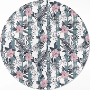 Obraz Kulatý Koberec Vinyl PVC fi 50 cm Havajské listy a květiny tropický vzor