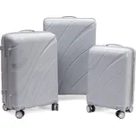 Stříbrná sada 3 luxusních skořepinových kufrů "Tide" - vel. M, L, XL