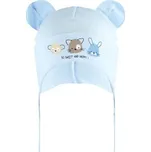 Dětská čepice s ušima a potiskem AJS 50-014 dziecięca Velikost: 44-46 cm, Barva: Světle modrá