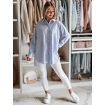 Bílo-modrá dámská dlouhá oversize košile s kamínky BLUSENA DY0456 Velikost: ONE SIZE
