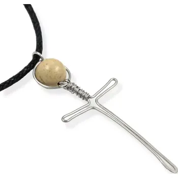 Náhrdelník Meč-kříž na krk jaspis pískový