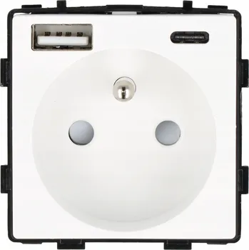Elektrická zásuvka MODUL ZÁSUVKA NABÍJEČKA USB A + C ZÁSUVKY KONTAKTY BÍLÉ 2.1A 1F