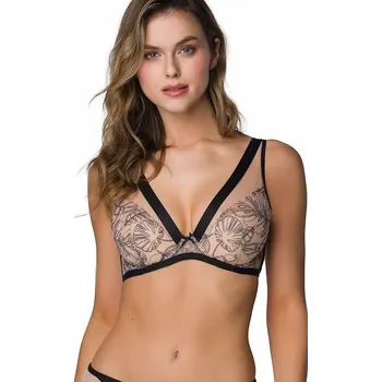 Podprsenka Béžovo-černá vzorovaná push-up braletka Mat M-3900/11 Xanthe Velikost: 80C, Barva: béžovo-černá