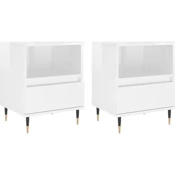 Noční stolek Bílý Noční stolek s imitací dřeva 40x35x50 cm