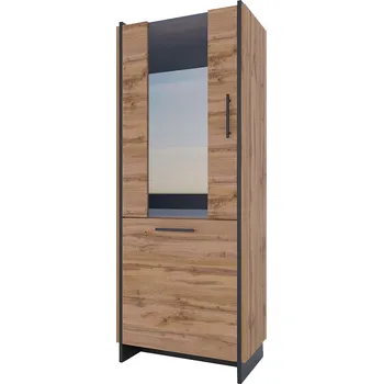 Knihovna Vitrína 1d1w dub wotan / černý Amino