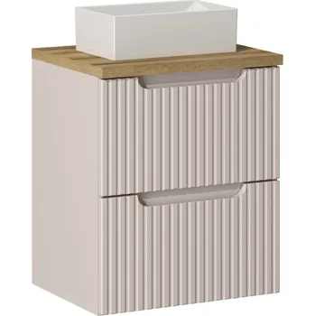 Policová skříň Závěsná skříňka Nova Cashmere Gaja II s deskou a umyvadlem 50 cm kašmírová/dub evoke