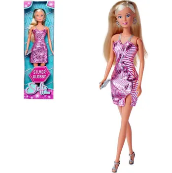 Simba Panenka Steffi Silver Glossy 29cm třpytivé krátké šaty 2 druhy