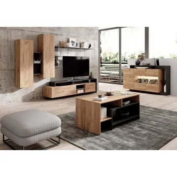 Obývací stěna Laski Obývací stěna Alva 1 dub craft + antracit LED osvětlení: Bez LED osvětlení