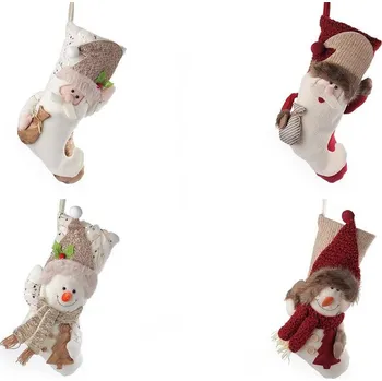 Dárková taška Stoklasa Mikulášská / vánoční punčocha 25x50 cm Krémová děda Mráz