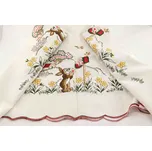 Čtvercový ubrus vyšívaný se zajíčky
