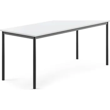 Jídelní stůl Stůl SONITUS, 1800x700x720 mm, antracitově šedé nohy, HPL deska tlumící hluk, bílá