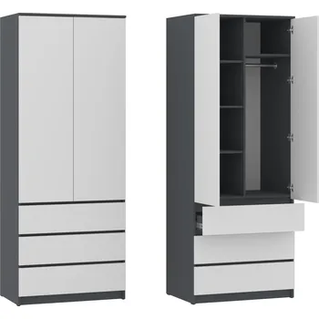 Šatní skříň Slevadoma Šatní skříň H II "NEW SYSTEM" Barva: antracit + bílá