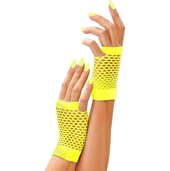 Karnevalový doplněk Krátké žluté síťované rukavice